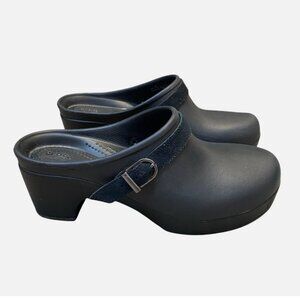 Crocs Sarah Black Mule Heeled Clog Shoes Women's size 8